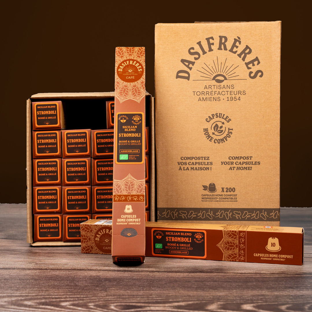 Café Stromboli - Sicilian Blend Bio, carton de capsules