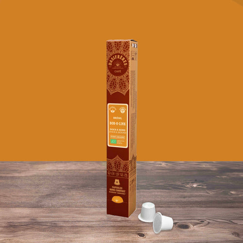 Café capsules Bob-O-Link Brésil doux et rond bio pure origine 100% Arabica capsules compatibles Nespresso® capsules home compost boîte de 10 capsules