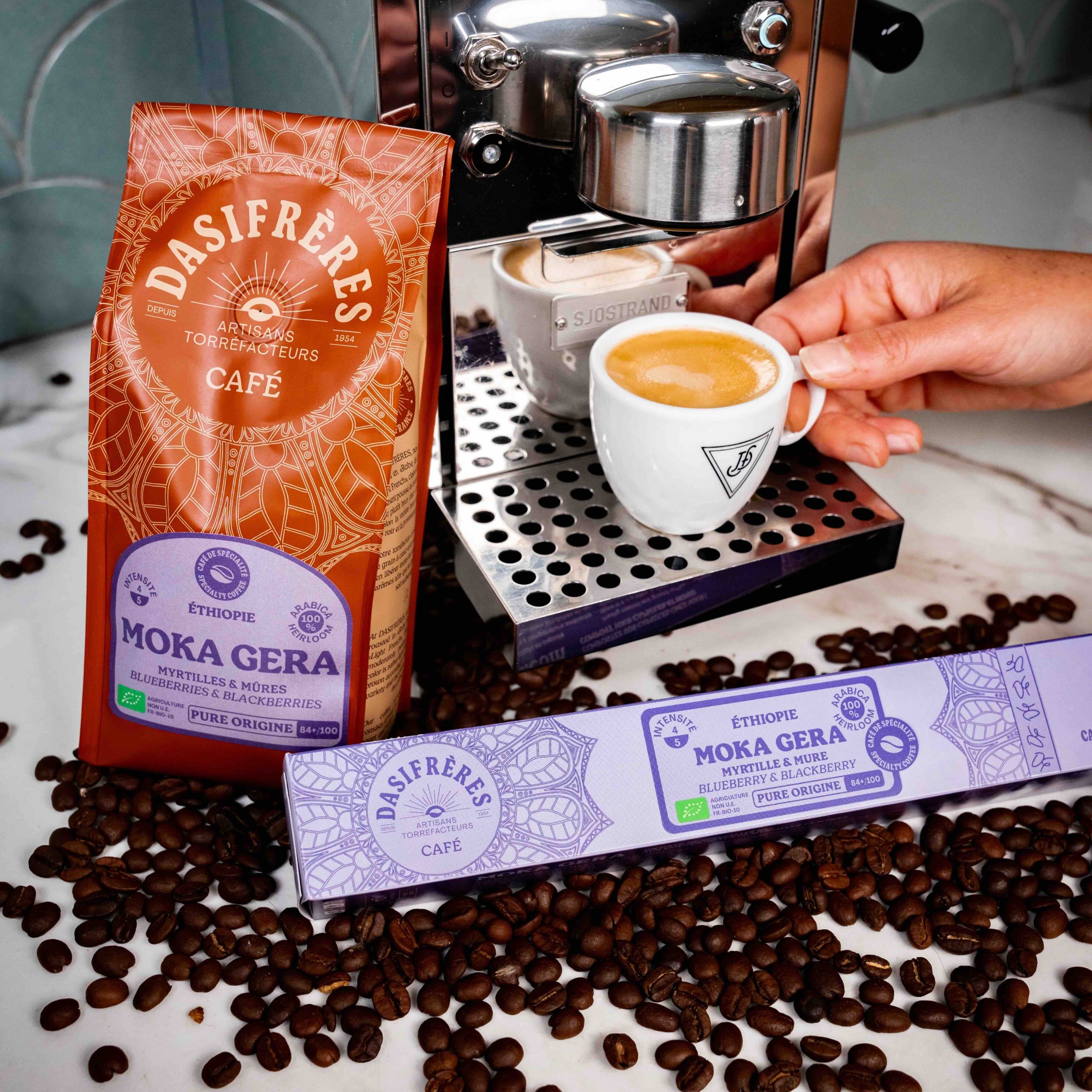 café capsules Moka Gera bio Ethiopie café de spécialité pure origine capsules compatibles Nespresso® home compost boîte de 10 capsules