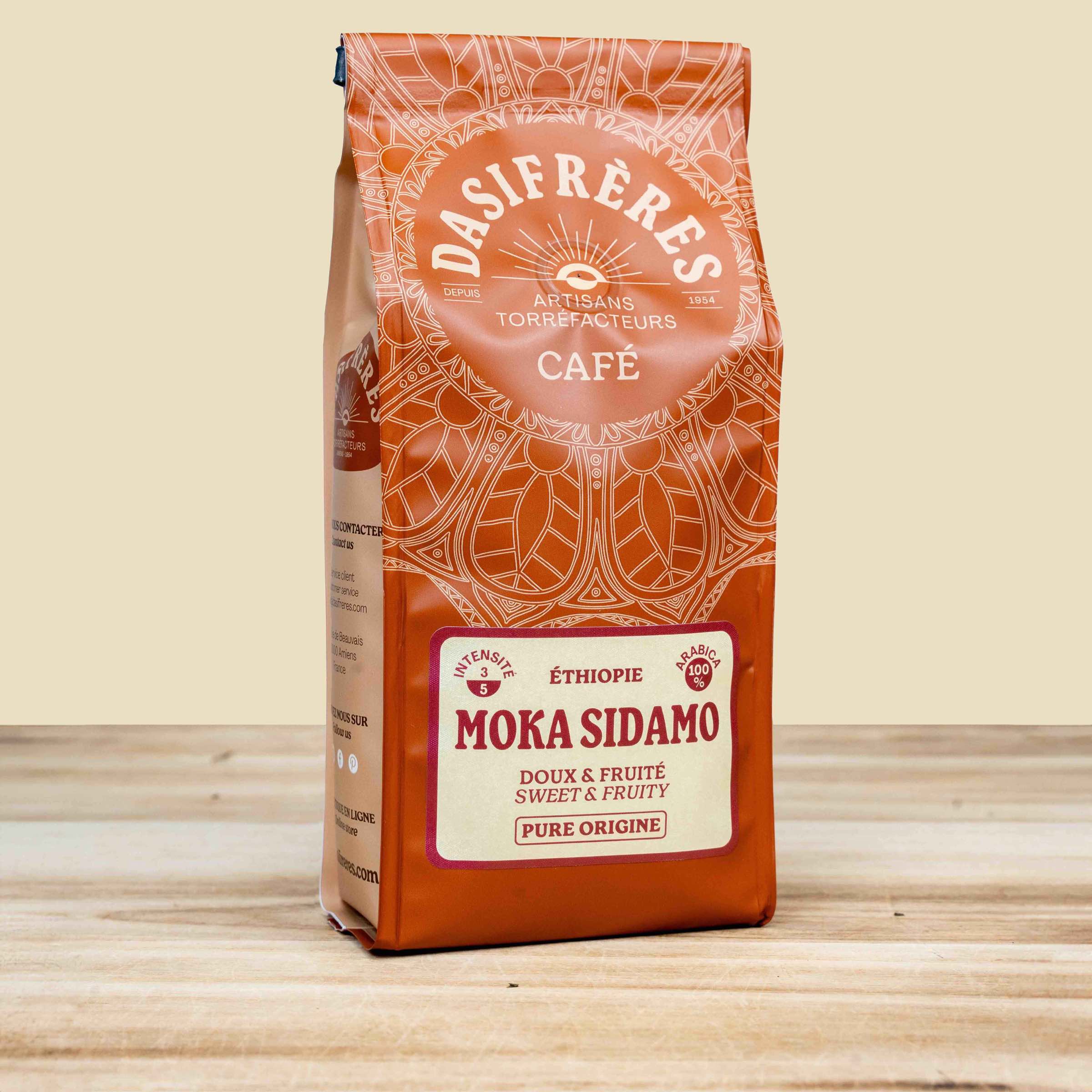 café moulu Moka Sidamo Ethiopie doux et fruité 100% Arabica pure origine 250g