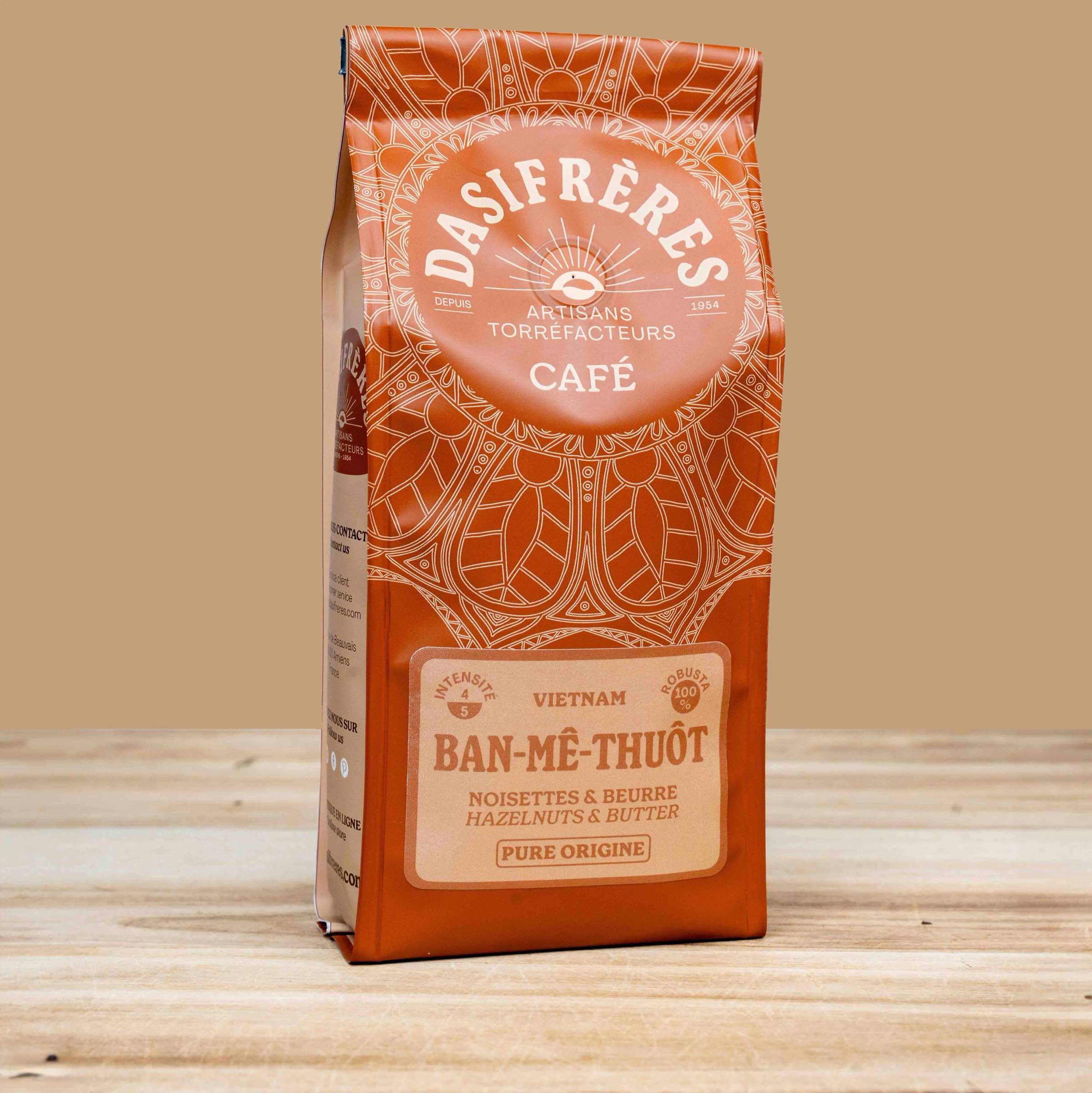 Café grains Ban-Mê-Thuot Vietnam noisettes et beurre pure origine 100% Arabica 250g