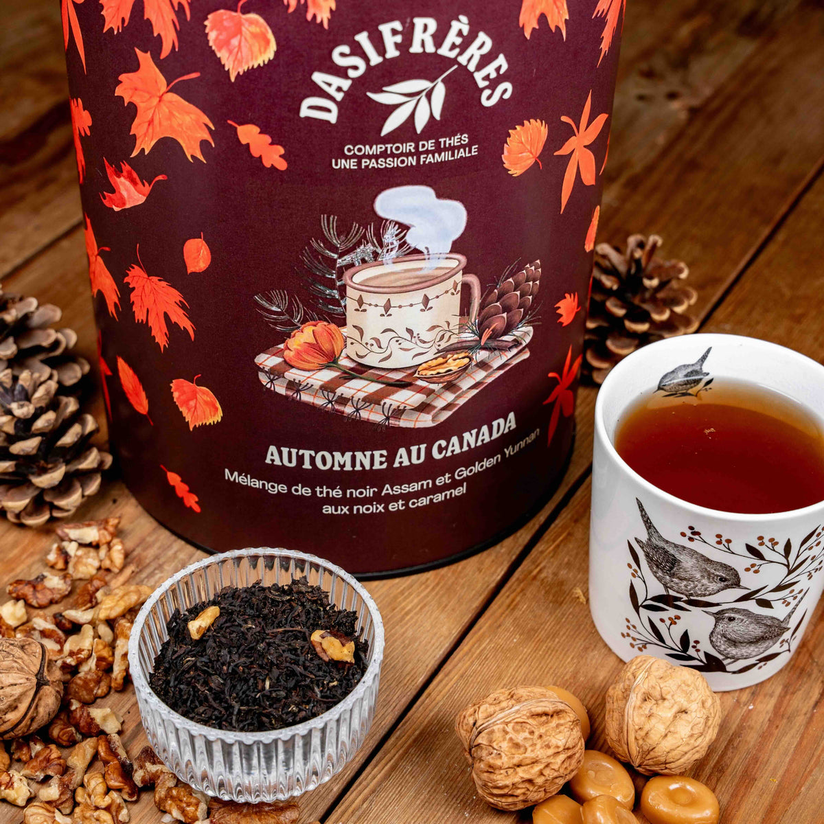 Automne au Canada mélange de thé noir Assam et Golden Yunnan aux noix et caramel vrac